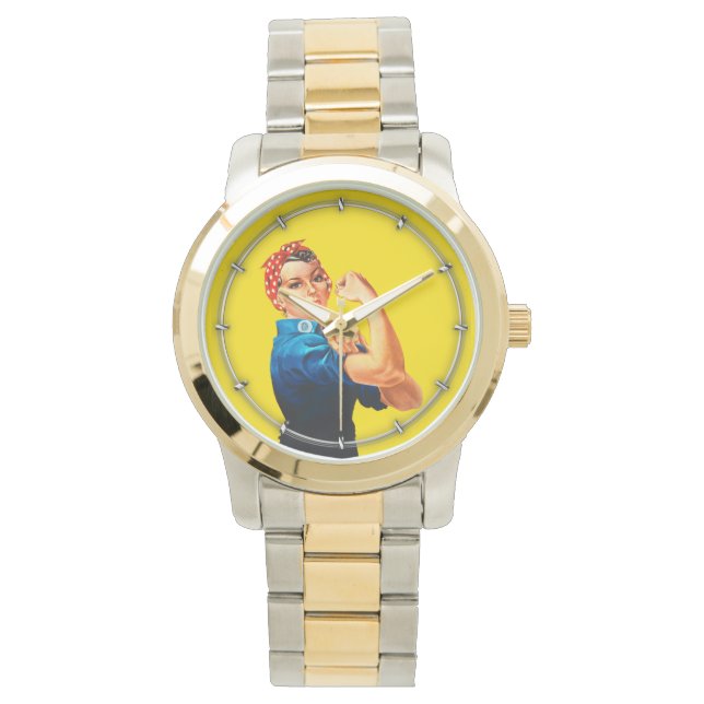 Rosie The Riveter Retro Design Style Armbanduhr (Vorderseite)