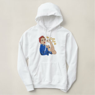 Rosie The Riveter Retro Style Große Stickerei Bestickter Hoodie