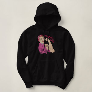 Rosie The Riveter Retro Style Große Stickerei Bestickter Hoodie