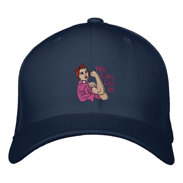 Rosie The Riveter Retro Style Stickerei Bestickte Kappe (Vorderseite)