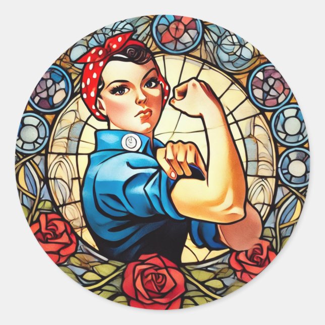Rosie the Riveter Runder Aufkleber (Vorderseite)