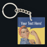 Rosie The Riveter Schlüsselanhänger | Benutzerdefi<br><div class="desc">Klassisches "We can do it" Custom Rosie The Riveter zweite Krieg Propaganda-Taste Button mit personalisiertem Text. Erstellen Sie Ihr eigenes Design,  indem Sie Ihren Namen,  Ihren Slogan oder einen beliebigen Text auf dem Vintagen Comic-Ballon hinzufügen. Dieses Rosie The Riveter Feminist Button Button ist eine perfekte Ermutigung Geschenk.</div>