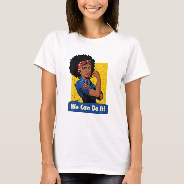 Rosie The Riveter Shirt Black Strong Women We Can  (Vorderseite)