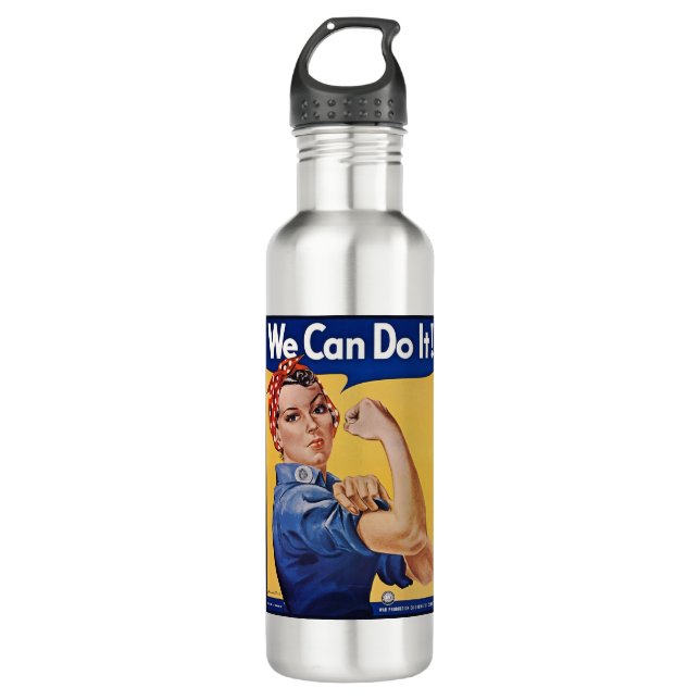 Rosie the Riveter: Starke Frauen Empowerment Edelstahlflasche (Vorderseite)