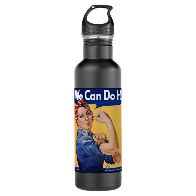 Rosie the Riveter: Starke Frauen Empowerment Edelstahlflasche (Vorderseite)