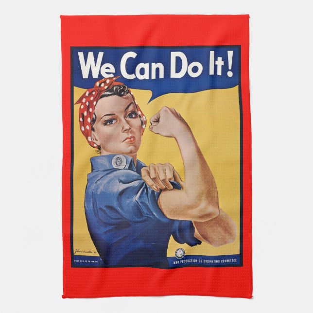 Rosie the Riveter: Starke Frauen Empowerment Geschirrtuch (Vertikal)