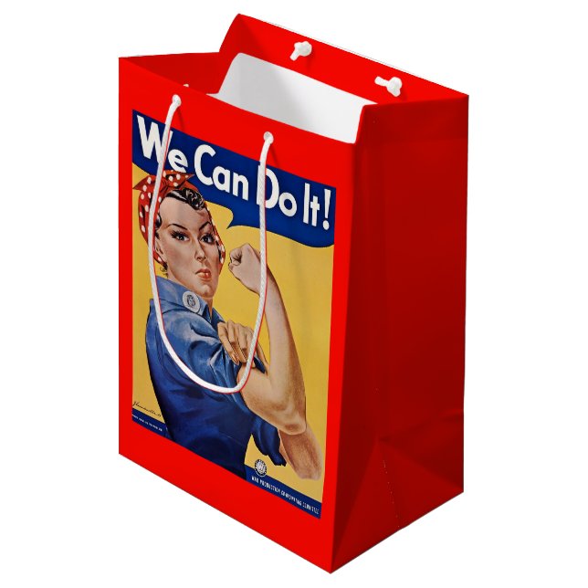 Rosie the Riveter: Starke Frauen Empowerment Mittlere Geschenktüte (Vorderseite Schrägansicht)