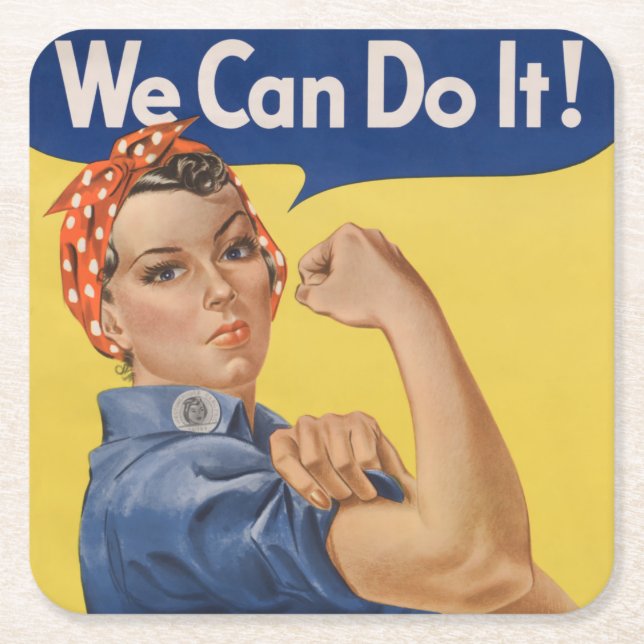 Rosie the Riveter: Starke Frauen Empowerment Rechteckiger Pappuntersetzer (Vorderseite)