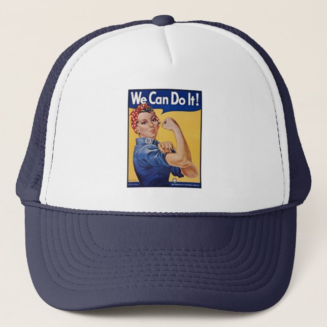 Rosie the Riveter Strong Women in Workforce Truckerkappe (Vorderseite)