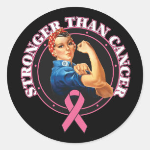 Rosie The Riveter Stronger als Brustkrebs Runder Aufkleber