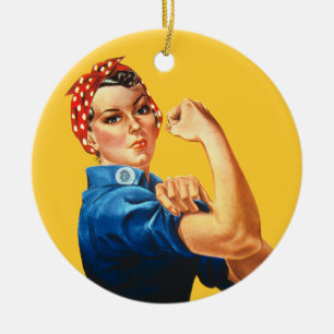 Rosie the Riveter Vintage-Feminismus-Ornament Keramikornament
