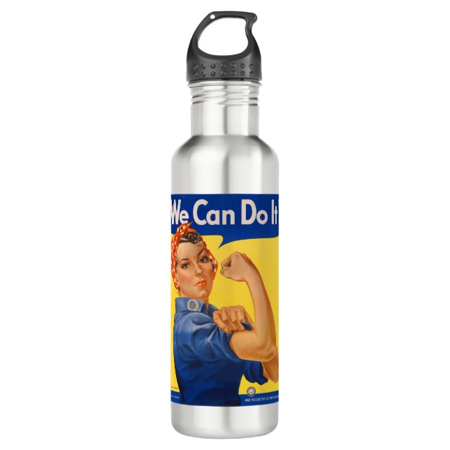 Rosie the Riveter Vintage Poster Edelstahlflasche (Vorderseite)