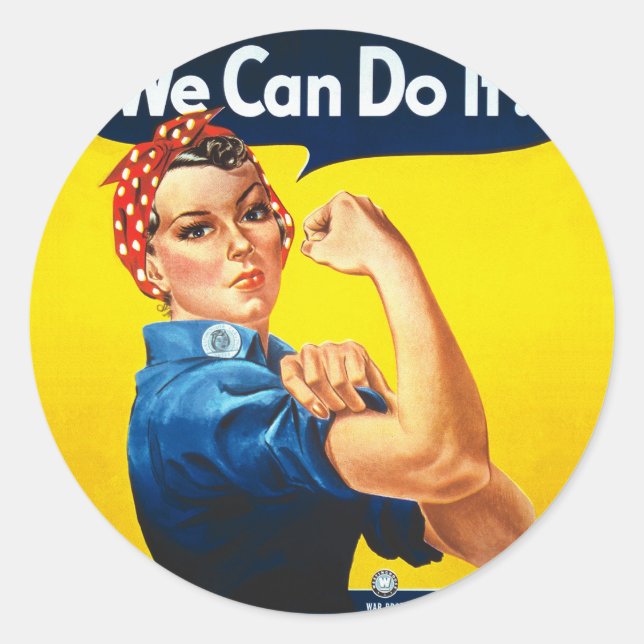 Rosie the Riveter - "We can do it!" Runder Aufkleber (Vorderseite)