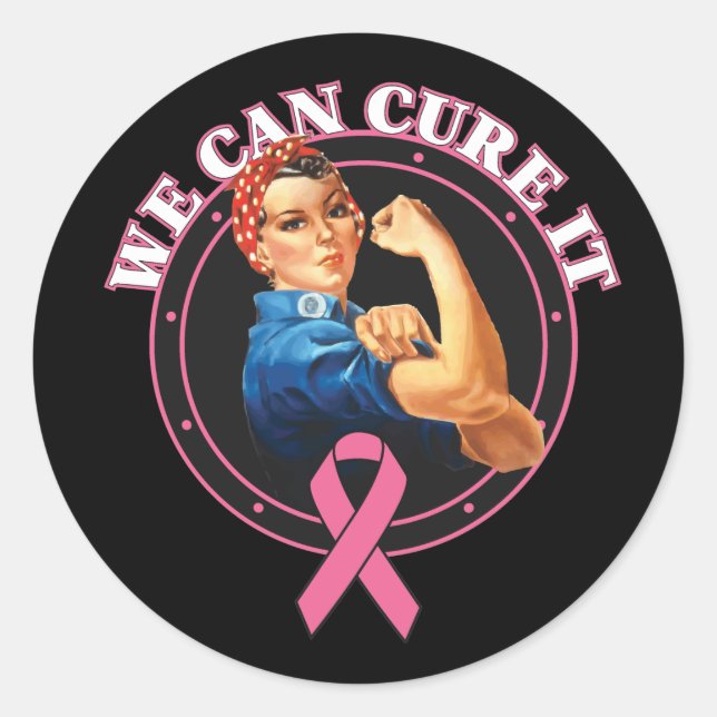 Rosie the Riveter, wir können Brustkrebs heilen Runder Aufkleber (Vorderseite)