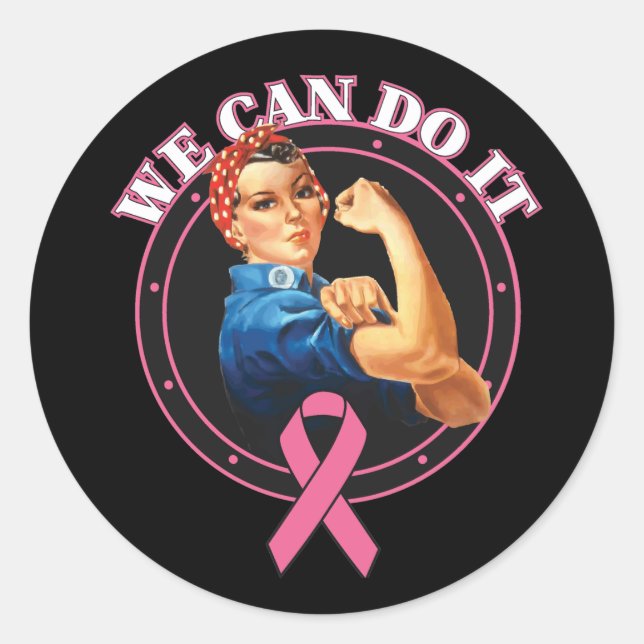 Rosie the Riveter, wir können es Brustkrebs machen Runder Aufkleber (Vorderseite)
