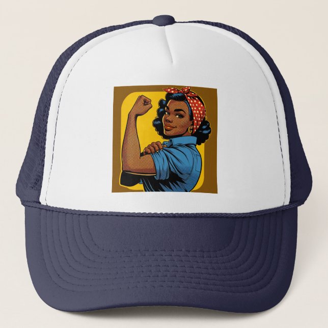 Rosie the Riveter Wir können es tun! Afrikanisch Truckerkappe (Vorderseite)