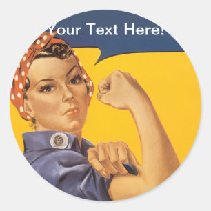 Rosie the Riveter Wir können es tun! Ihr Text hier Runder Aufkleber
