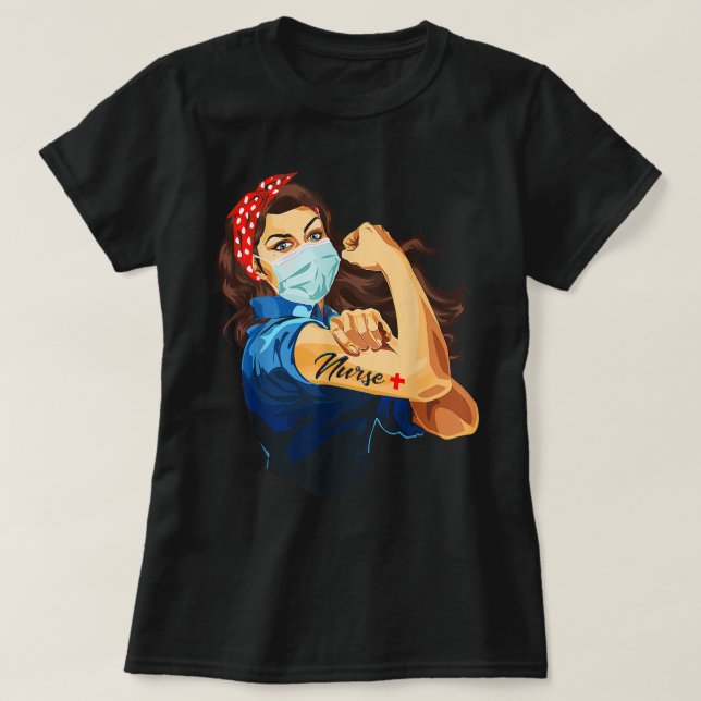 Rosie The Riveter - Woman Nurse T - Shirt T - Shir (Design vorne)