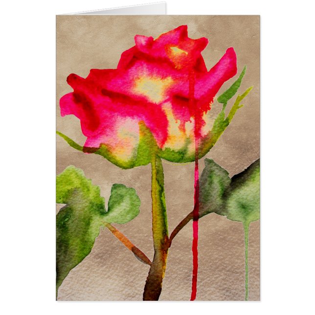 Rosier thé hybride aquarelle art floral moderne (Devant)