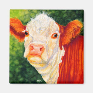 Rosig der glückliche Färse Hereford Kuh-Magnet Magnet