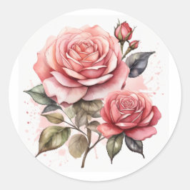 rosige Blume Runder Aufkleber