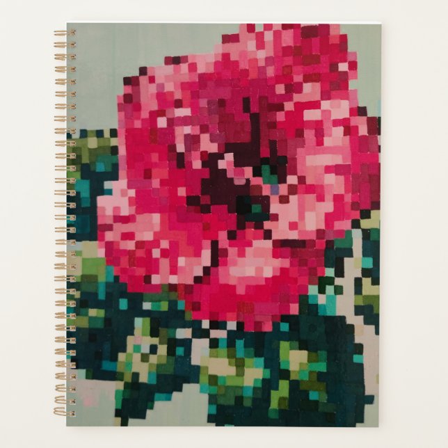 Rosige Blumenillustration Planer (Vorderseite)