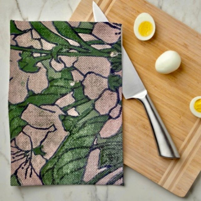 Rosige Blütenkaskade  Geschirrtuch (Kitchen Towel 16”X24” poly-blend machine washable. )