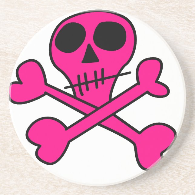 rosiger Totenkopf Untersetzer (Vorne)