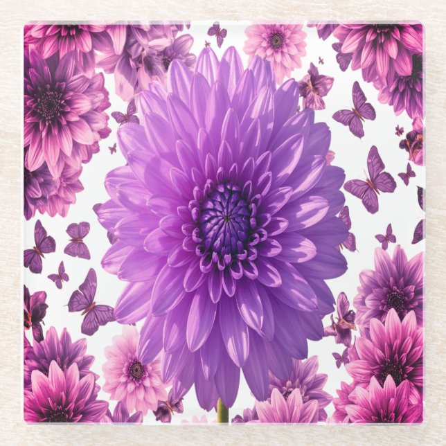Rosiger Untersetzer Rosa Blume Trinkmatte (Vorderseite)