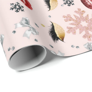 Rosiges Rosa Mädchenhaft Schönheit Make-up Urlaub  Geschenkpapier