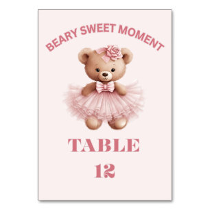 ROSIGES VERTIKALES BEARY SWEET MÄDCHEN BABY SHOWER TISCHNUMMER