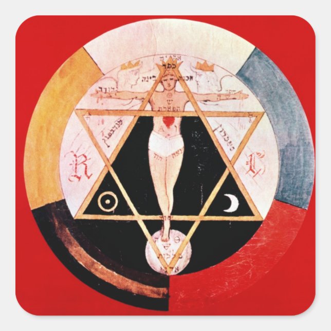Rosikerker Symbol der hermetischen Ordnung Quadratischer Aufkleber (Vorderseite)