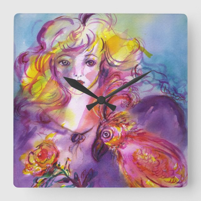 ROSINA / Venezianische Masquerade Quadratische Wanduhr (Vorderseite)