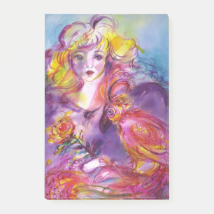 ROSINA/Young Girl mit Rose und Papagei Post-it Klebezettel