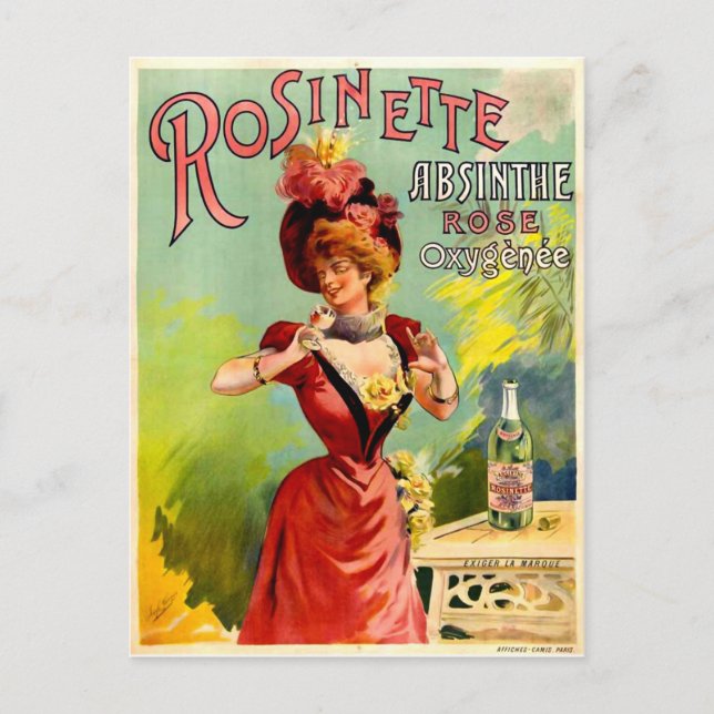 Rosinette Absinth Rose Oxygénée Vintage Kunst Postkarte (Vorderseite)