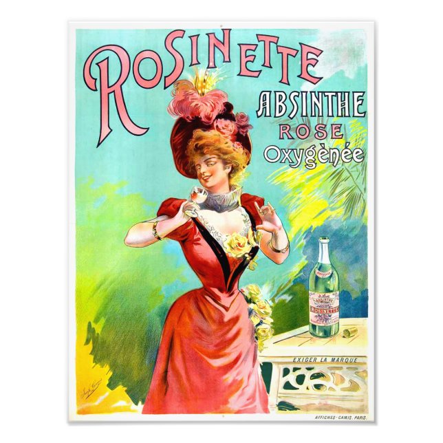 Rosinette Absinth Vintages Werbeplakat Fotodruck (Vorne)
