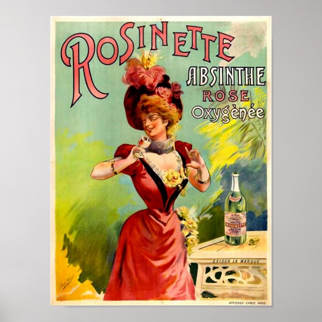 Rosinette Absinthe Rose Oxygénée Vintage Fine Art Poster (Vorne)