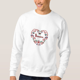 Rosmarin Herzskandinavisches Oma Besticktes Sweatshirt