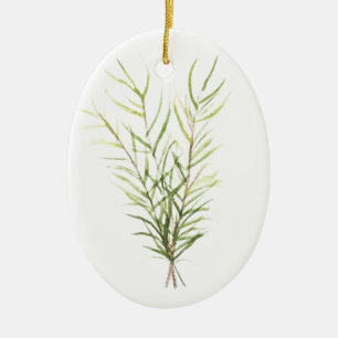 Rosmarin-Kräuter Grün Botanik Pflanzen Blätter Keramik Ornament