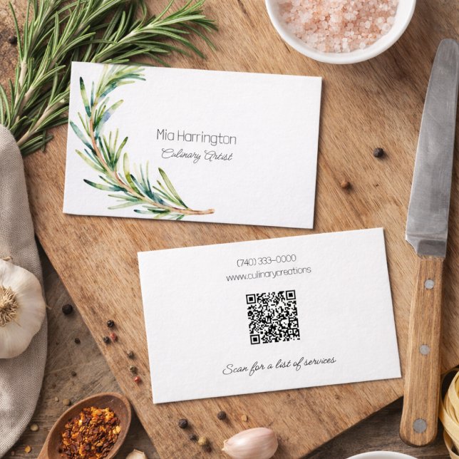 Rosmarinzweig mit QR-Code Visitenkarte (Von Creator hochgeladen)