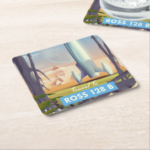 Ross 128 B Science Fiction Poster Rechteckiger Pappuntersetzer