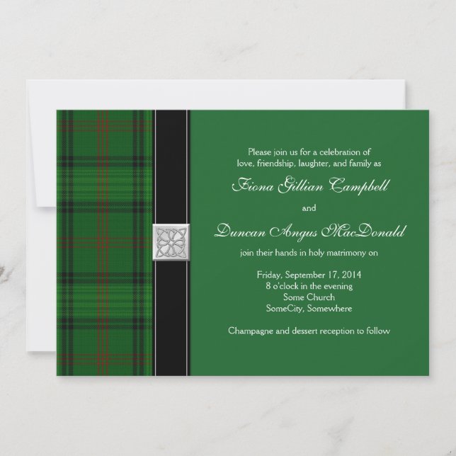 Ross Jagd Tartan Celtic Wedding Einladung (Vorderseite)