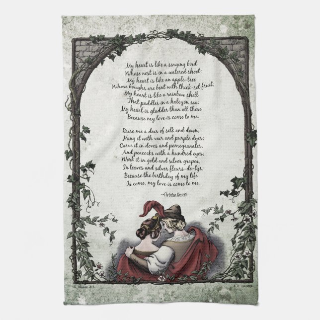 Rossetti "Liebe" Viktorianische Dichtung Kunst, Di Küchentuch (Vertikal)