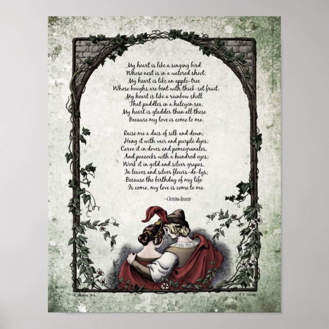 Rossetti "Liebe" Viktorianisches Kunstgedicht 11x1 Poster (Vorne)