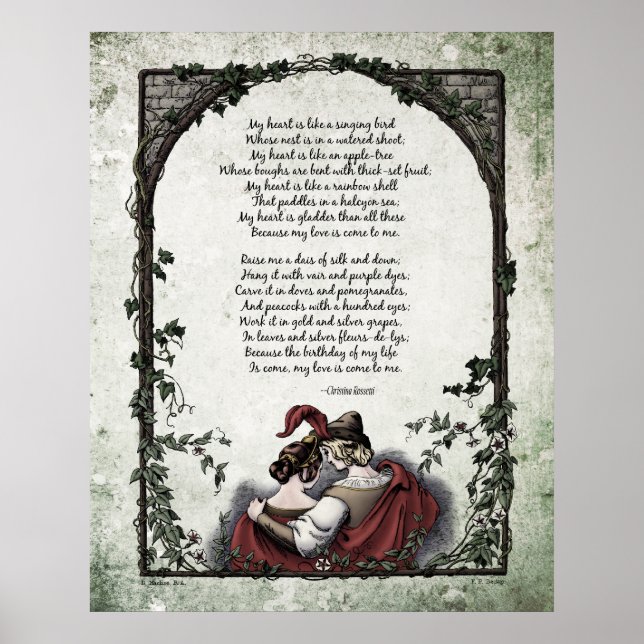 Rossetti "Liebe" Viktorianisches Kunstgedicht 24x3 Poster (Vorne)