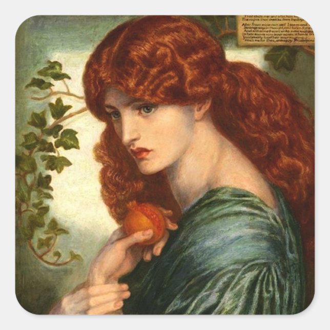 Rossetti-Proserpine Quadratischer Aufkleber (Vorderseite)