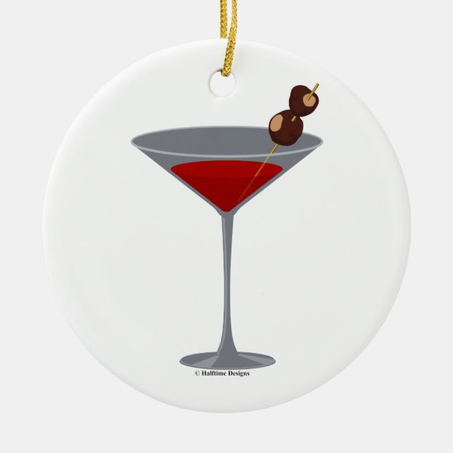Rosskastanien-Martini-Weihnachtsverzierung Keramikornament (Vorne)