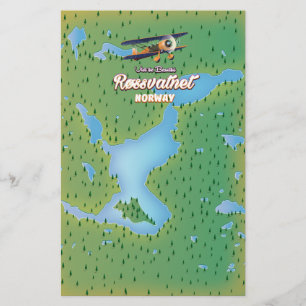 Røssvatnet Norwegen Seemap Kunst drucken. Briefpapier