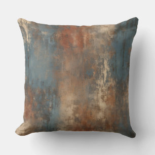 Rost Blau Beige Abstrakter Erdtön Kissen