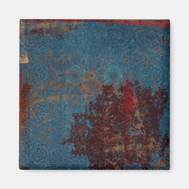 Rost-blaues Muster Hintergrund Magnet (Vorne)